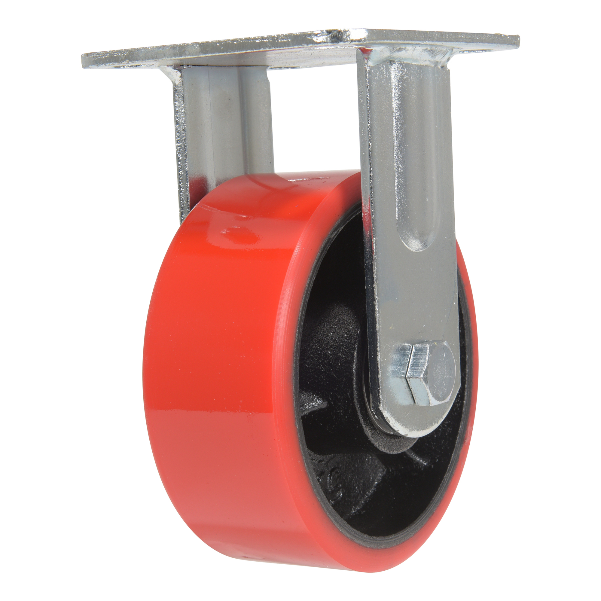 Vestil Polyurethane Rigid Caster - 5in. x 2in., 990 Lb. Capacity, Maroon, Zinc-Plated, Model# CST-VE-5X2PU-R
